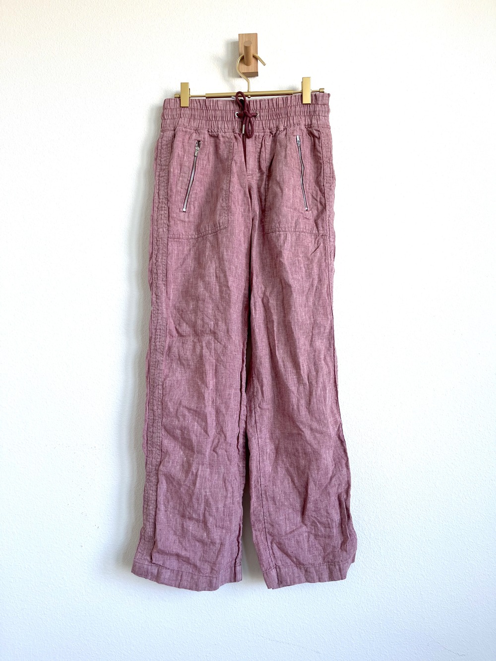 Athleta Clean Girl Gorpcore Linen Wide Leg Pants - Rose / Dusty Pink - Size 0